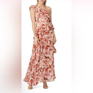 Thurley Venitian Nights 100% Silk Floral One-Shoulder Dress